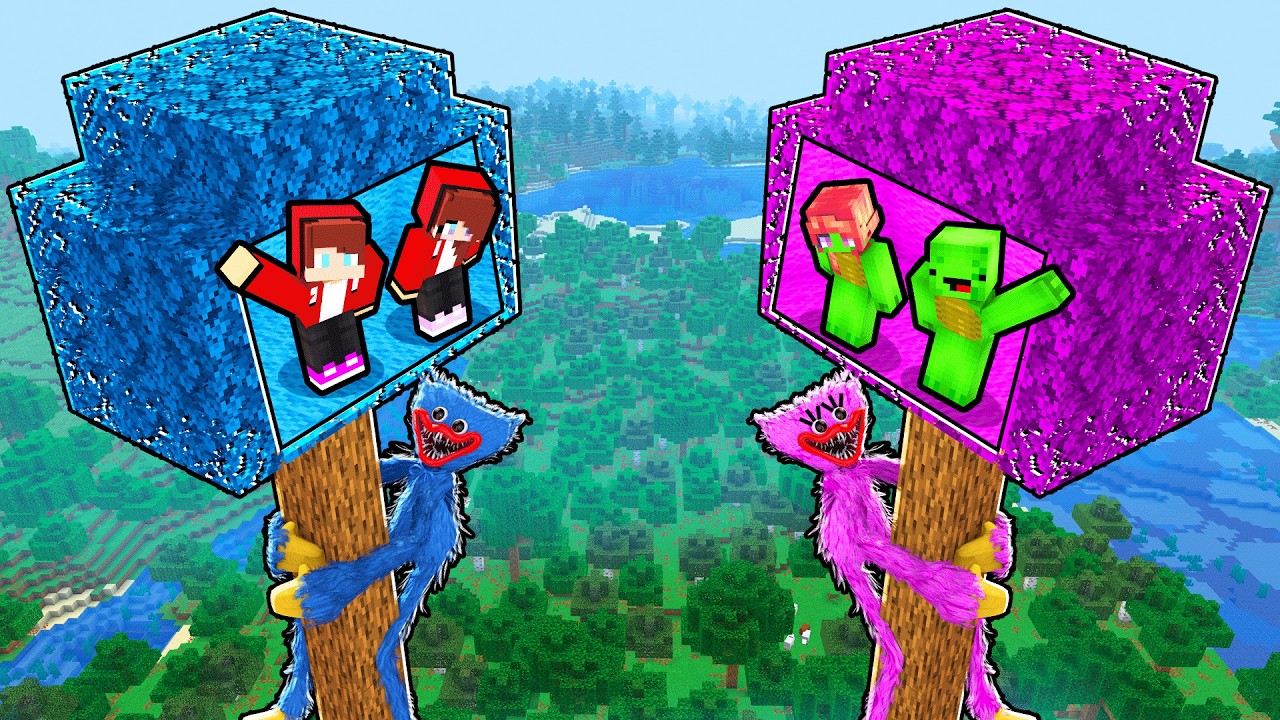 Mikey vs JJ HUGGY WUGGY Family Tree Base Survival Battle in Minecraft (Maizen)
