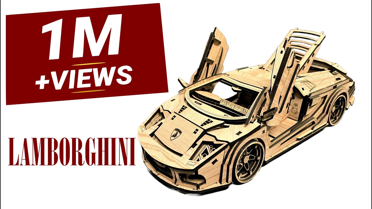 DIY lamborghini car - laser cutting lamborghini - wooden  lamborghini - DIY laser art - wood art
