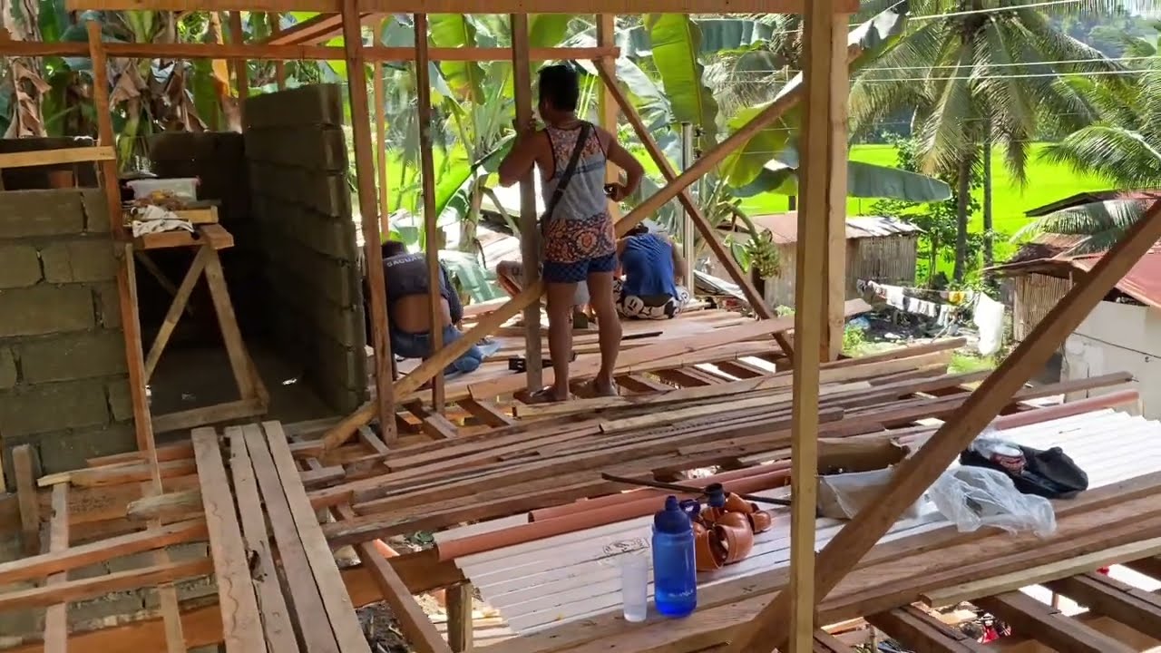 Day 19 FLOORING of Bed Room (Mahogany) - MK House Modern Bahay Kubo #house