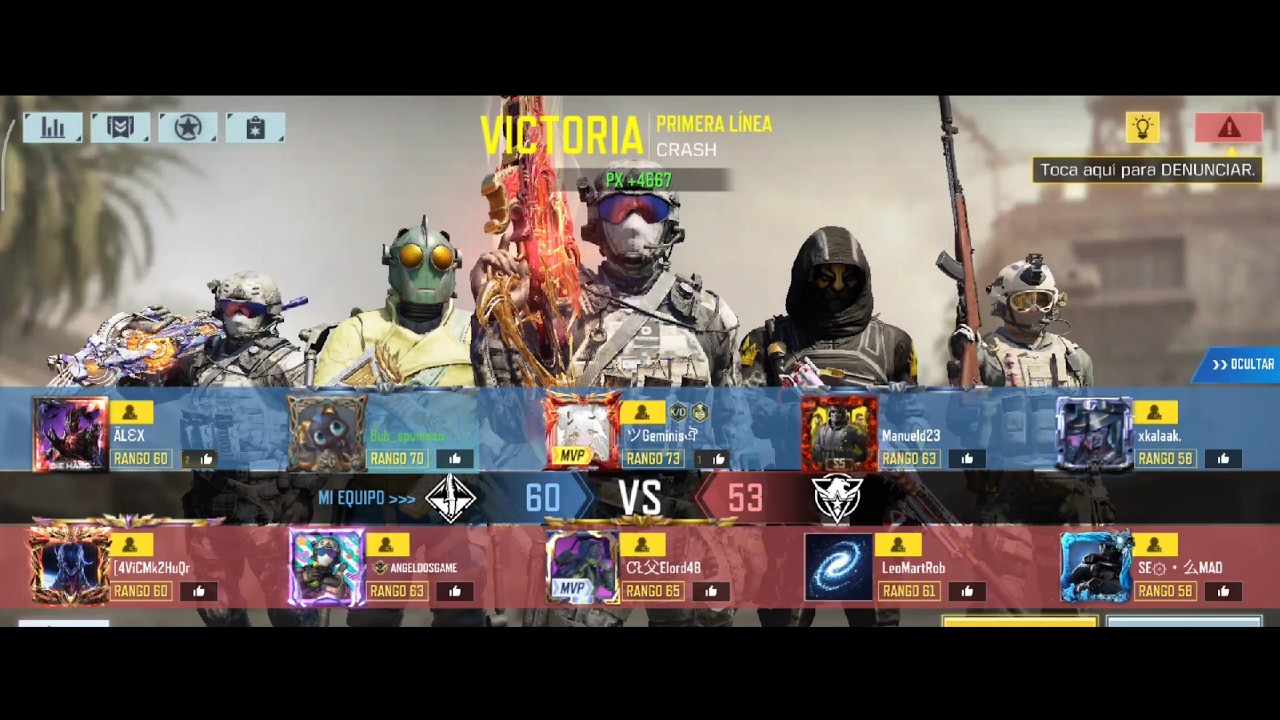 partida igualada de call of duty mobile de  primera linea en crash