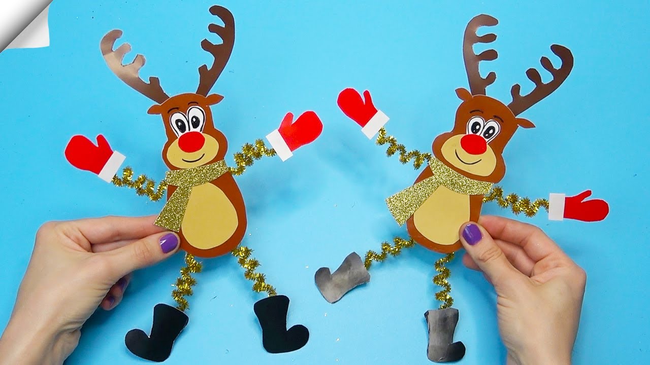 How to make paper Christmas deer | Moving paper toys | Easy paper crafts