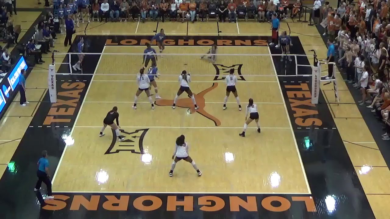 Lindsey Ruddins #4 in blue vs. Texas
