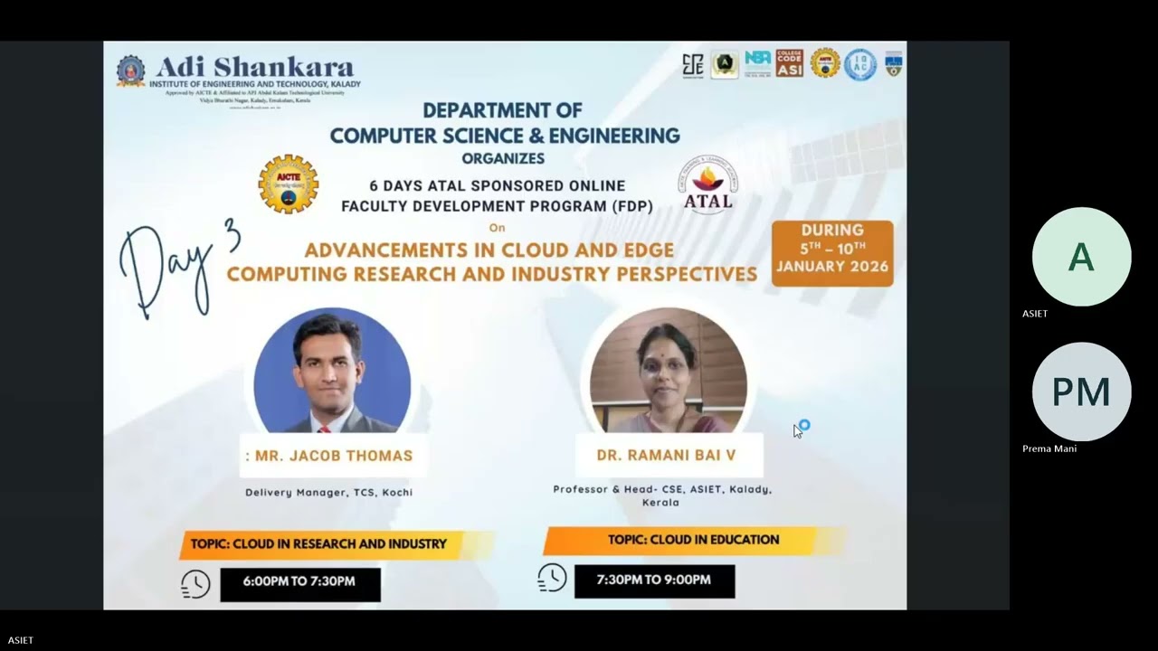 Day 3 ATAL FDP on Advancements in Cloud and Edge Computing Research and Industry Perspectives