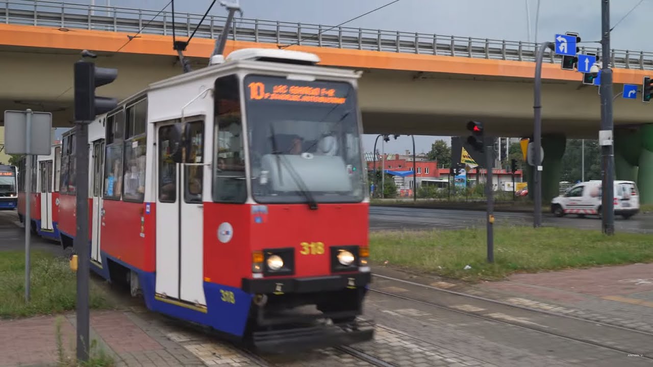 Poland, Bydgoszcz, tram 10 ride from Dworzec Autobusowy to Artyleryjska