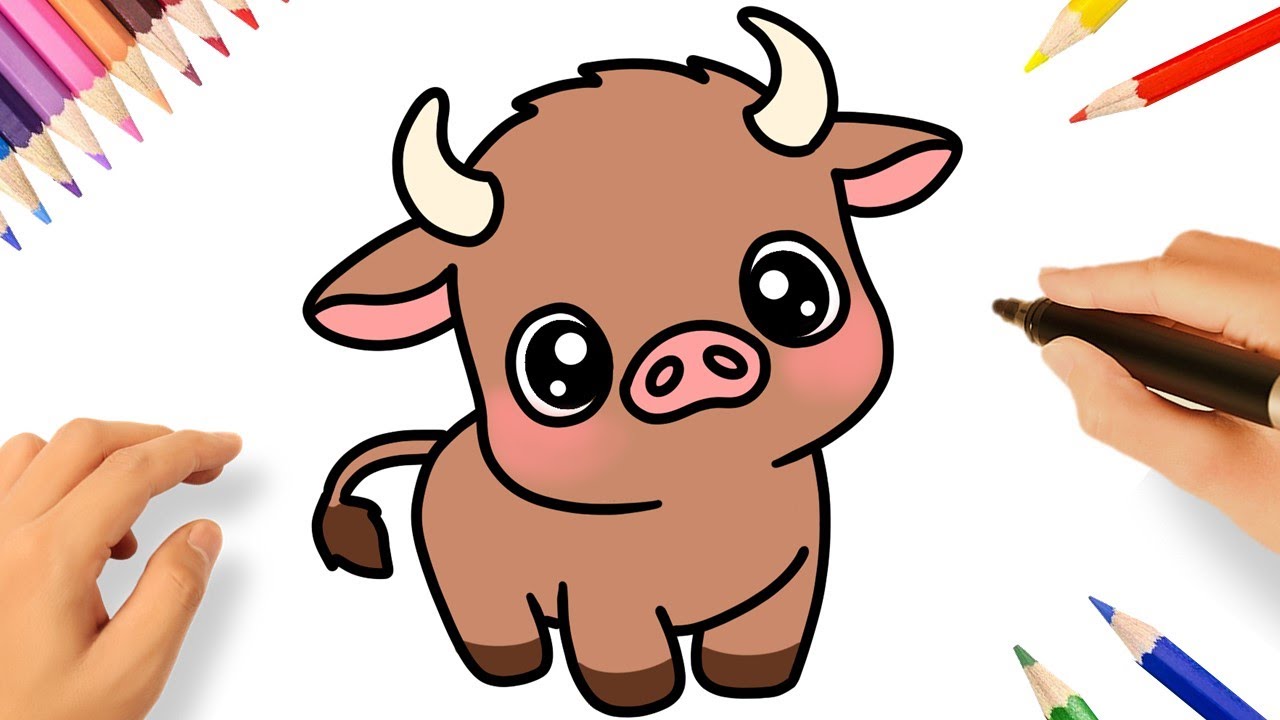 COMMENT DESSINER UN TAUREAU MIGNON FACILE 🐂❤️