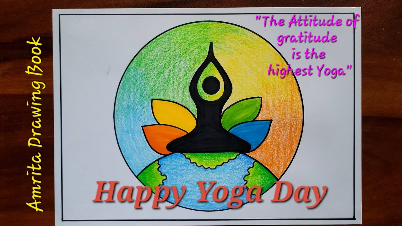 Yoga Day Drawing | Easy drawing on international yoga day | World Yoga Day poster | Yoga Day Poster