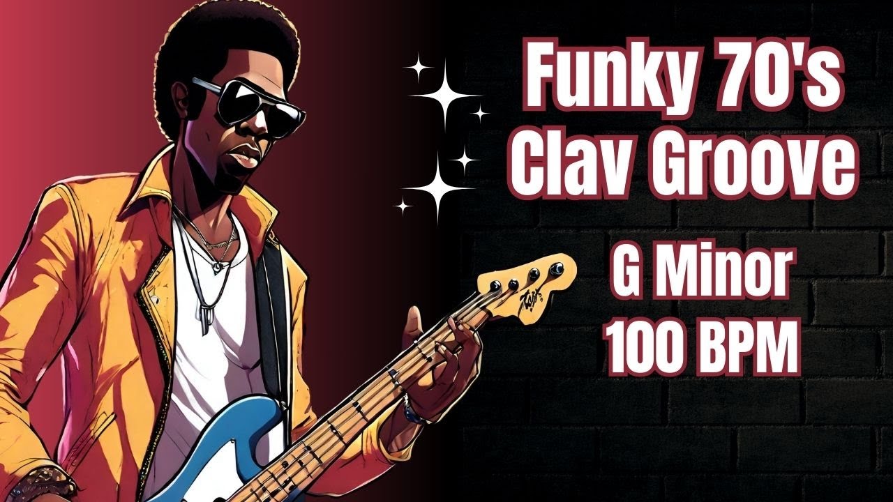 Backing Track For Bass 🎸 G Minor 🎼 Funky 70's Clav Groove 🔥 100 BPM