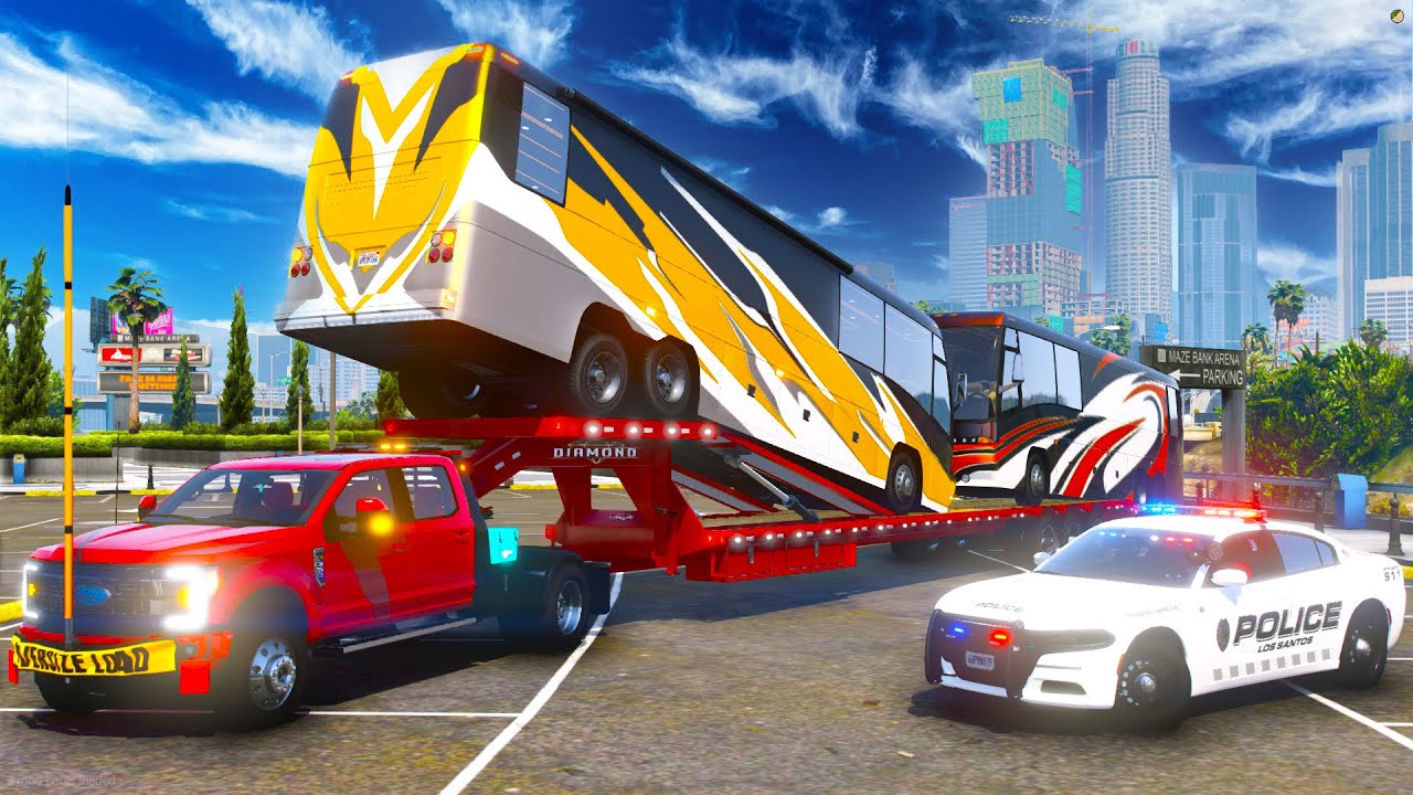 CAUGHT Hauling an ILLEGAL Bus Oversize Load in GTA 5 RP!