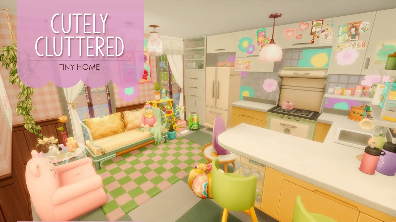 Cutely Cluttered Tiny House | Sims 4 Stop Motion Build | No CC