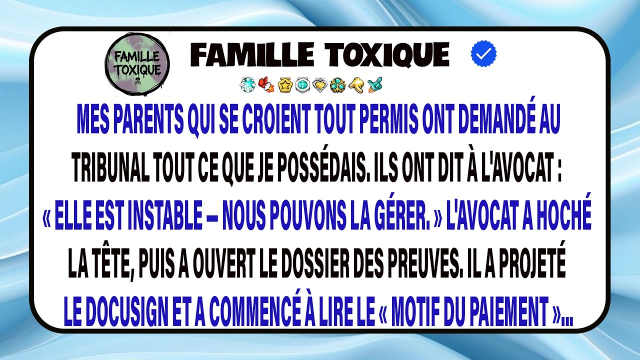 Mes Parents Demandent Mes Économies Au Tribunal Pour Ma Sœur, Jusqu’à Ce Que Je Montre Acte Caché.