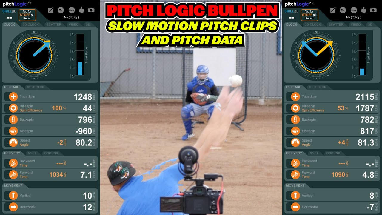 Pitch Logic Data + SloMo Pitch Clips in Bullpen