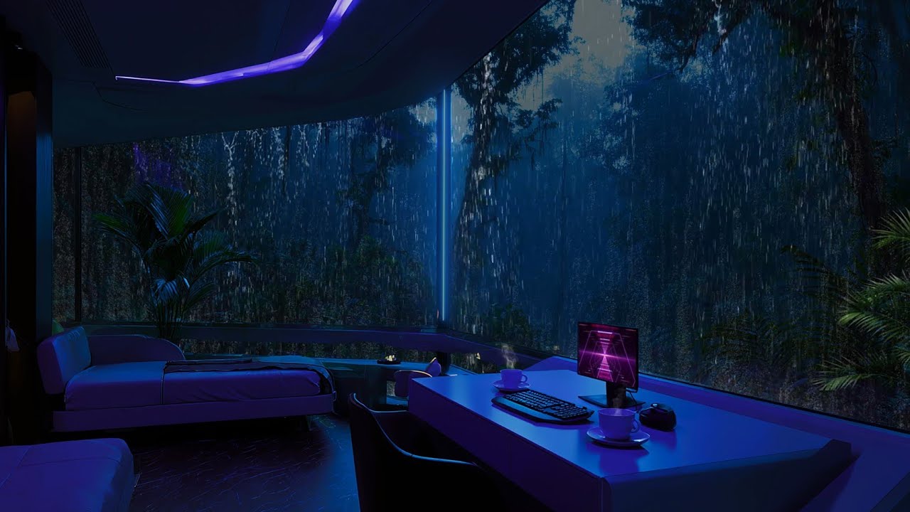 Relaxing Sound of Rain in the Dark Bedroom 🌧️- Rain Sounds for Sleep, Study, Meditation