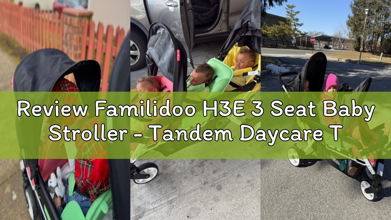 Review Familidoo H3E 3 Seat Baby Stroller - Tandem Daycare Triple Stroller with 5 Point Safety Harne