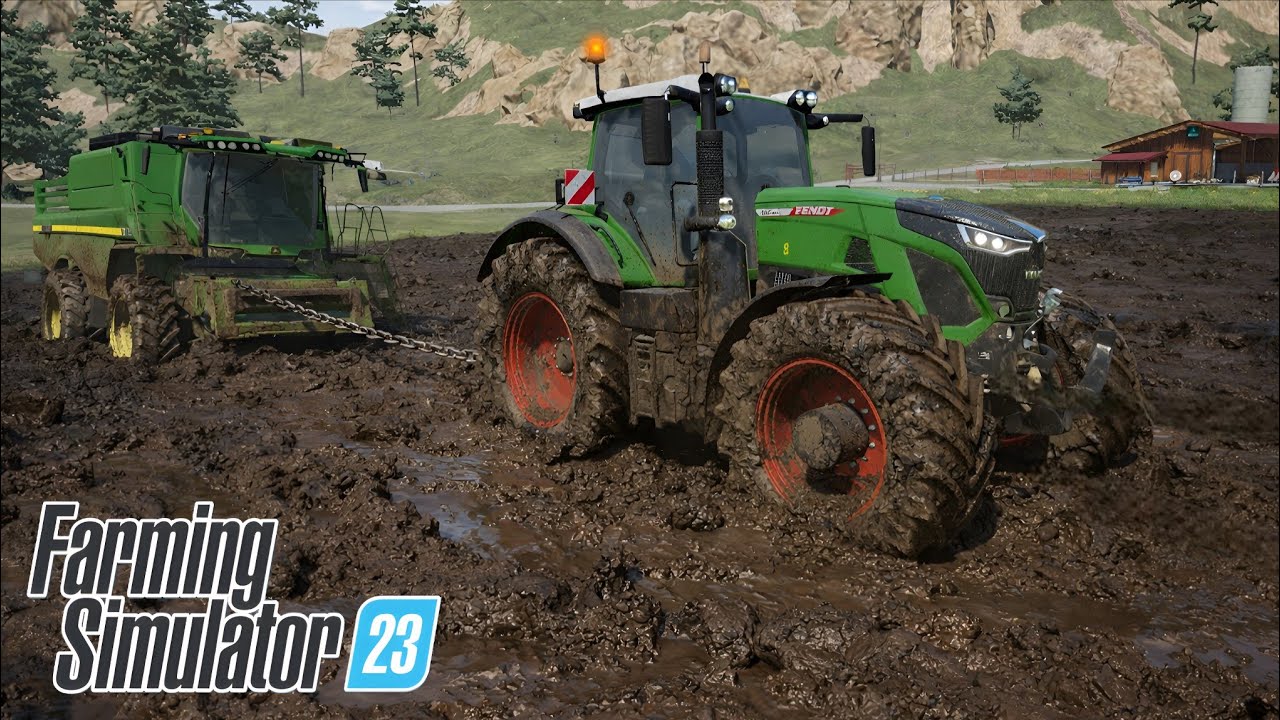 Fs 23 Harvester Stuck In Deep Mud – Tractor Rescue ! Farming Simulator 23 ! Timelapse #fs23 