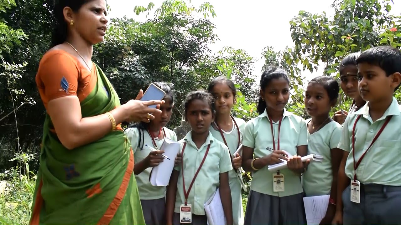 Children learning about nature from Biodiversity Park in a School, Thiruvananthapuram, Kerala