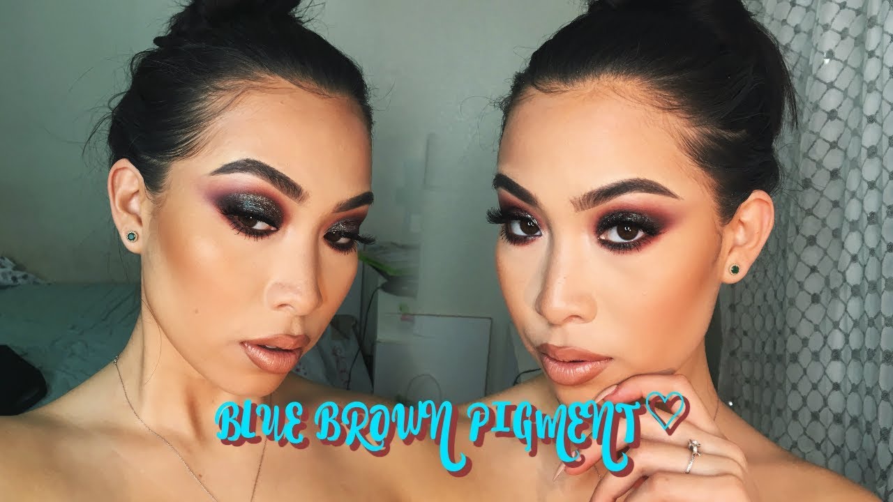 COLORED SMOKEY EYE | MAC BLUE BROWN PIGMENT ♡