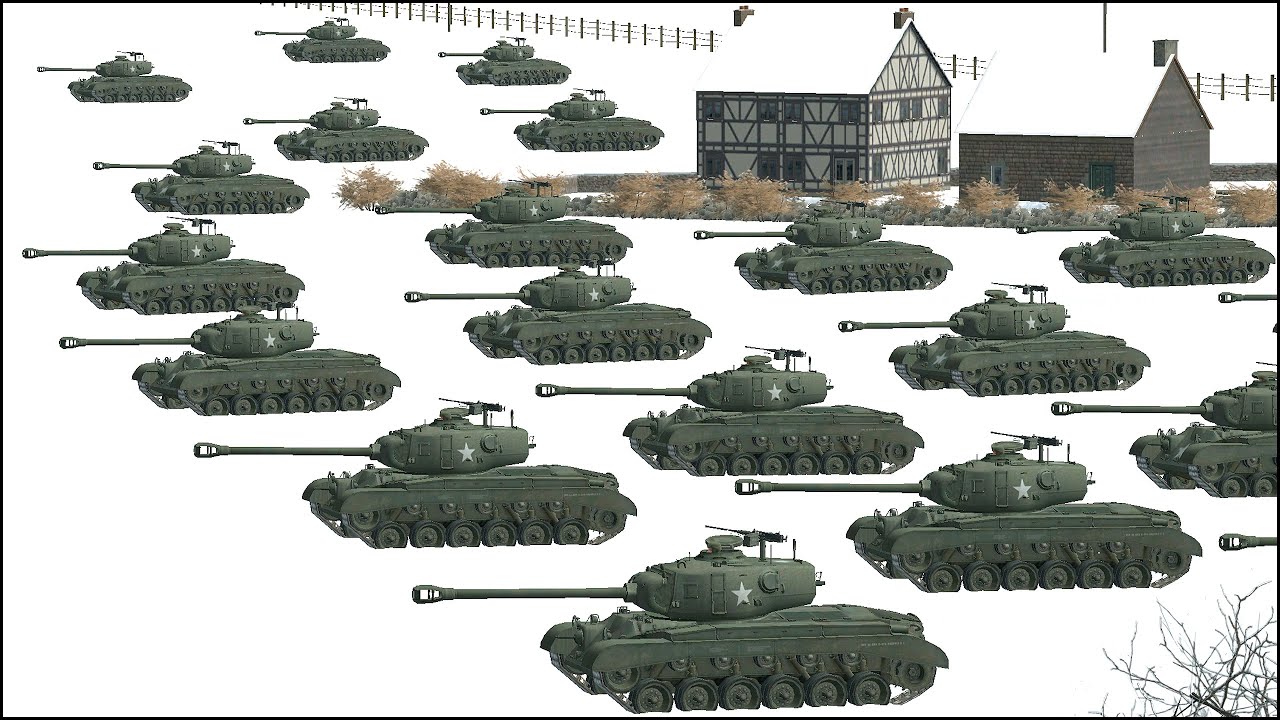 5 KING TIGERS vs 30 PERSHING TANKS - THE IMPOSSIBLE SIMULATION?