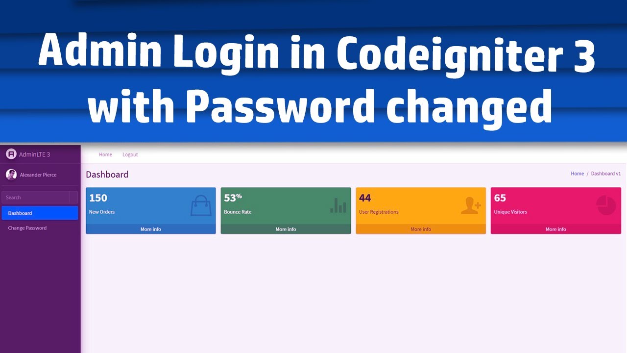 Admin login system with Change password in Codeigniter 3 | HTML |  PHP | MySql