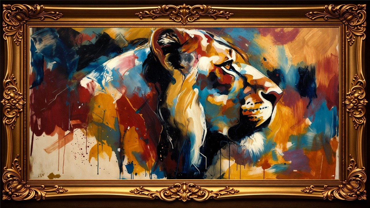 Majestic Lion Painting in 4K 🦁 | Luxury Frame TV Art for Elegant Home Decor