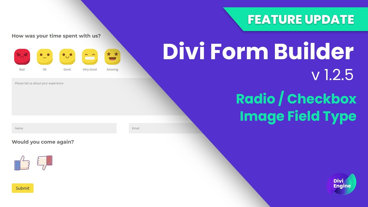 Divi Form Builder V1.2.5 Update with radio & checkbox image field types!