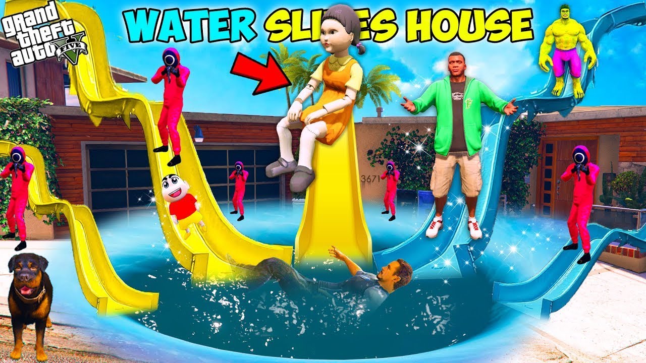 Franklin and Shinchan Build Biggest Water slide Near Franklin House In Gta 5 | Gta 5 tamil | tamil