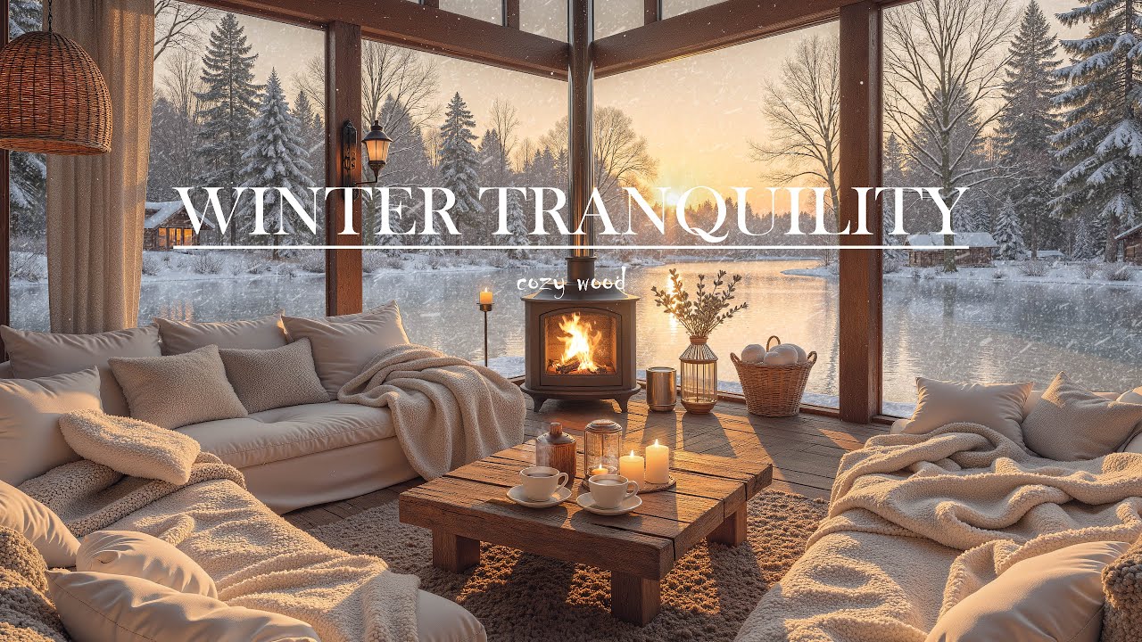 Winter Tranquility by the Lake ❄️ | Fireplace Comfort & Smooth Jazz Piano for Cozy Moments