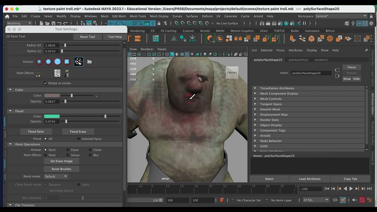 Texture painting in Maya