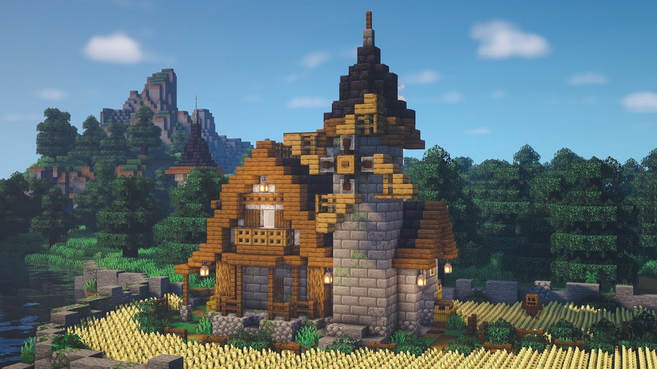 Minecraft | How to Build a Medieval Windmill House | Tutorial