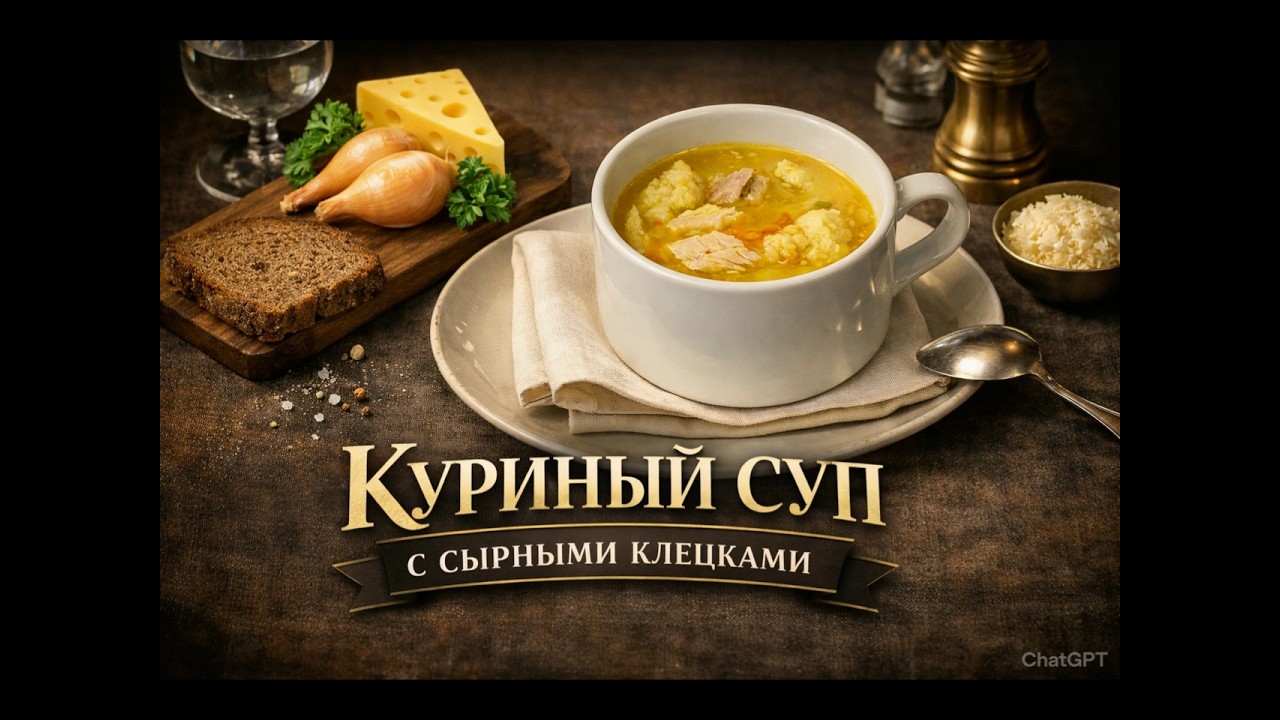 Куриный суп с СЫРНЫМИ клецками.