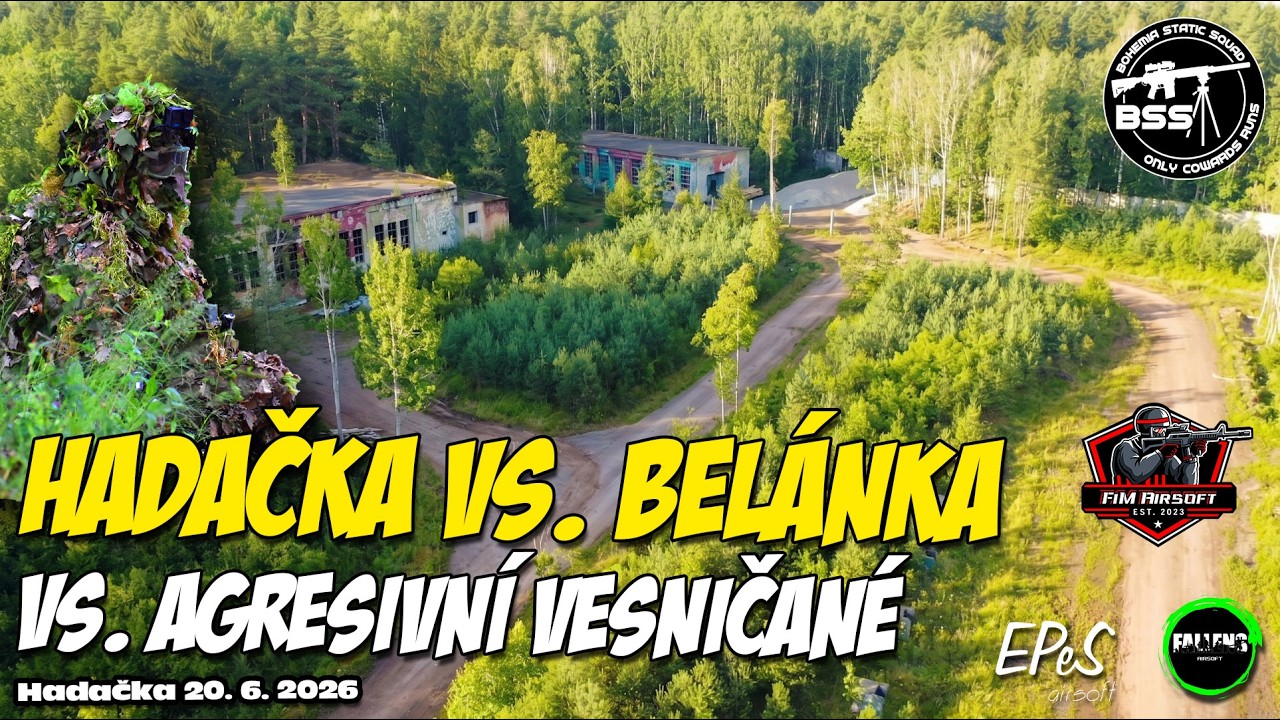 #121 AirSoft: Hadačka vs. Bel&aacute;nka vs. agresivn&iacute; vesničan&eacute;. Gameplay 20. 6. 2026