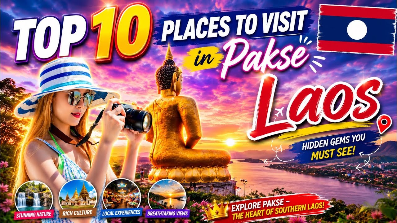 Top 10 Places to visit Pakse, Laos 🇱🇦 | 10 ສະຖານທີ່ທ່ອງທ່ຽວ ປາກເຊ ປະເທດລາວ 🇱🇦 Subscribe 🙏