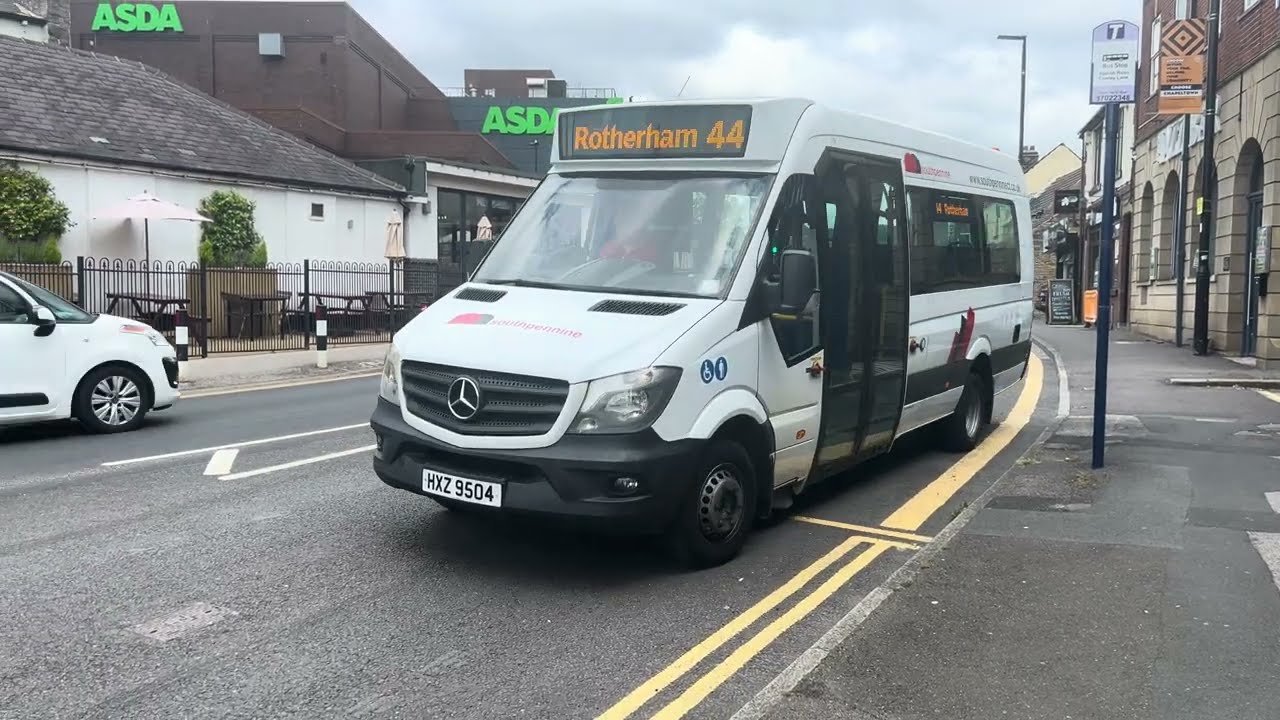 South Pennine Community Transport 239 leaves stop in Chapeltown to form the next 44 to Rotherham