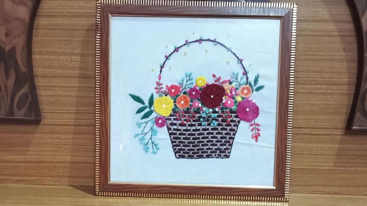 Beautiful Flower Basket Hand Embroidery Design 🌺🌸||Wall hanging||homedecor