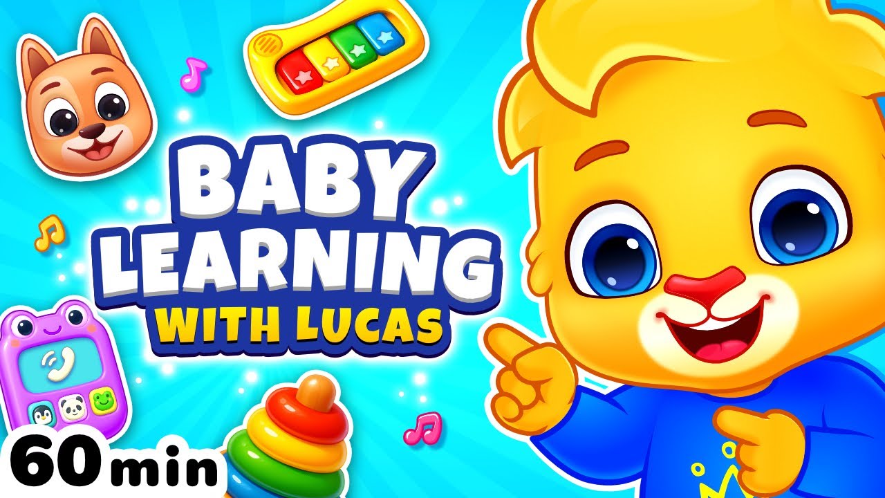 Baby Learning With Lucas - Learn to Talk, First Words, Animal Sounds, Songs - Toddler Learning Video