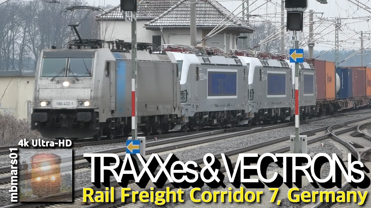 [8L][4k] Where TRAXXes and VECTRONs Rule the Rails, Rail Freight Corridor 7, Germany, 12/22+23/2021