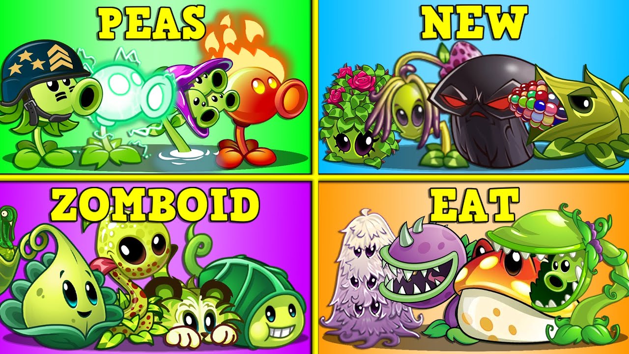 4 команды PEA x NEW x ZOMBOID x EAT - Кто победит? - PvZ 2 команды Plant Battlez