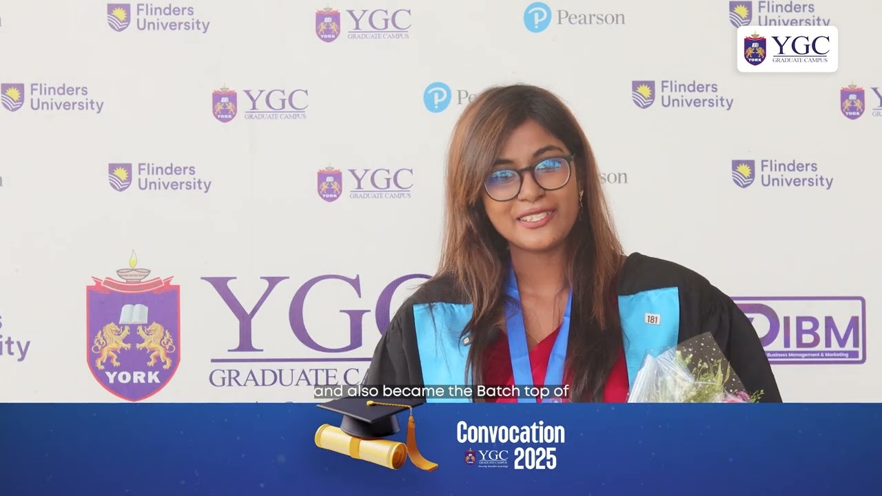 York Graduate Campus convocation 2025 Flinders University 1+2 Transfer Pathway Student Testimonial