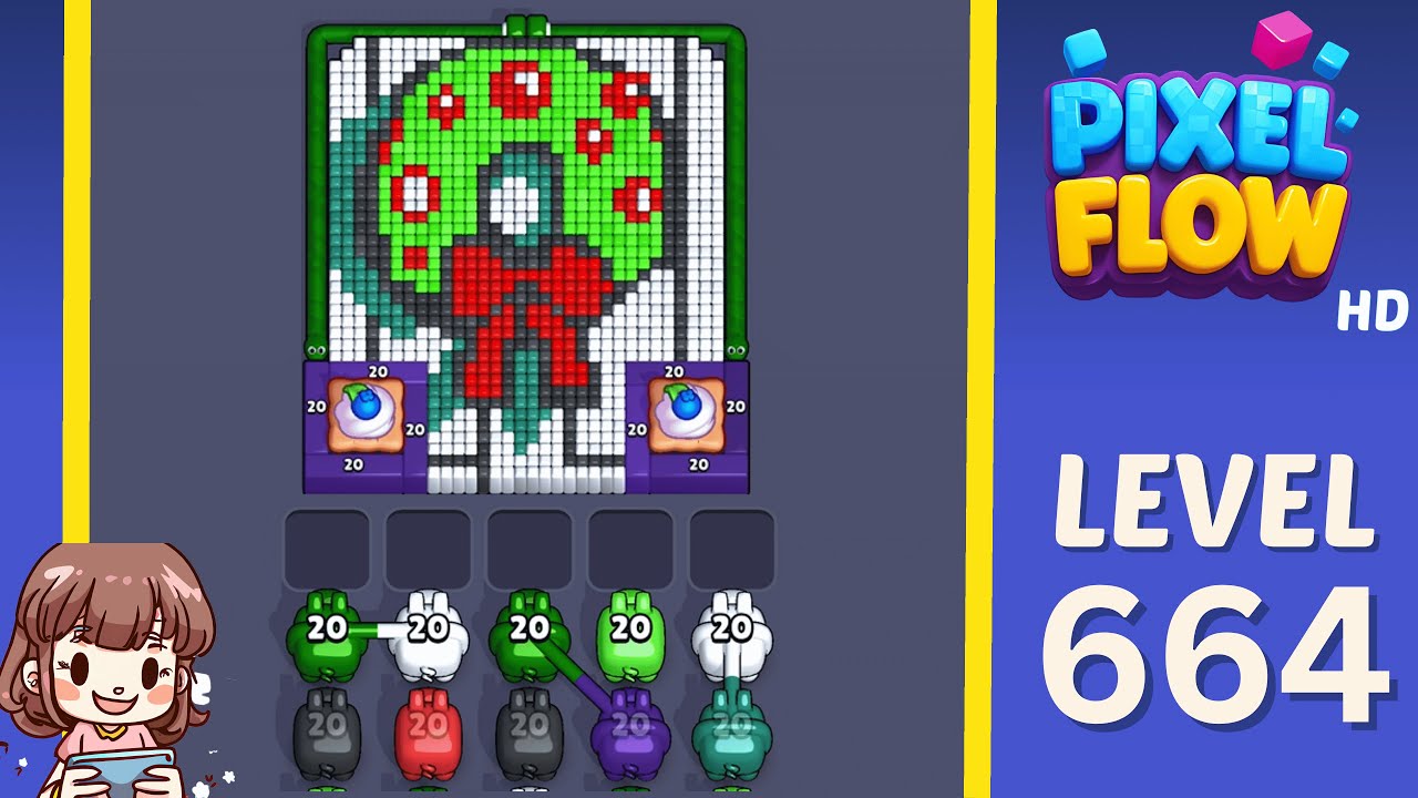 Pixel Flow Level 664 Solution Walkthrough