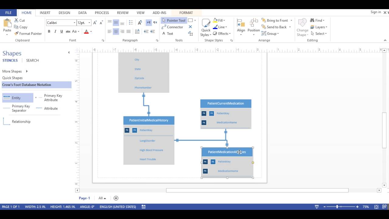 Visio 2013 - Database DIagram (Crows Foot Notation)