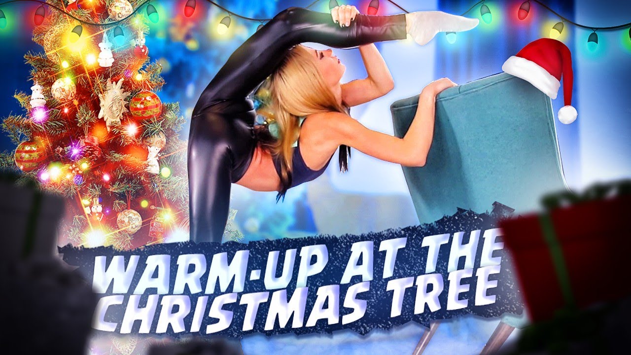Warm-up at the Christmas Tree. Oversplits and Backbend. Flexible Girl. Contortion Training.