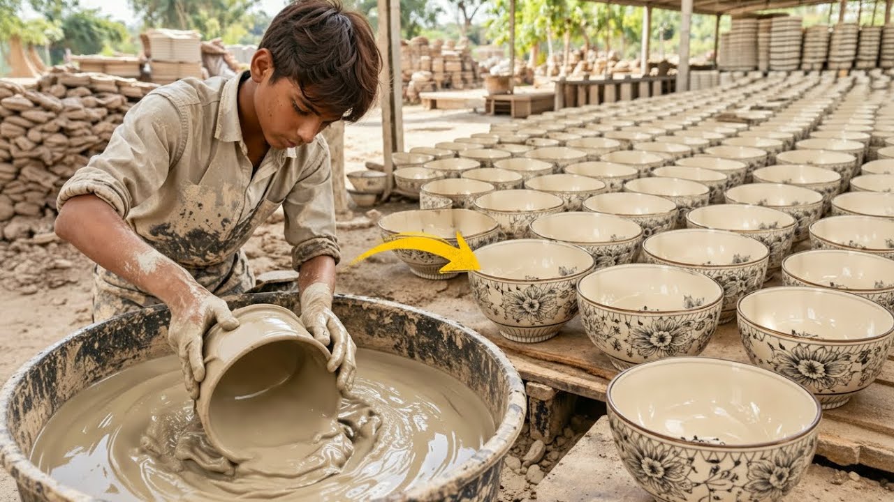 From Liquid to Clay &mdash; Amazing Earthenware Pots Making Process in Factory 