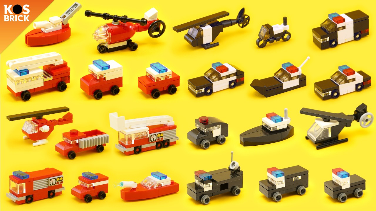 Lego Police & Firefighter Mini Vehicles Compilation 1 (Tutorial)