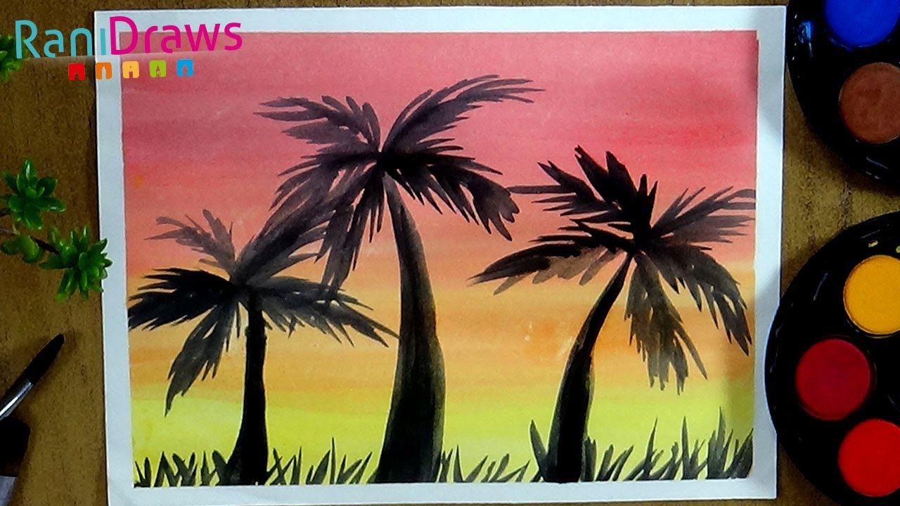 Cómo dibujar un ATARDECER con acuarelas - Paso a paso