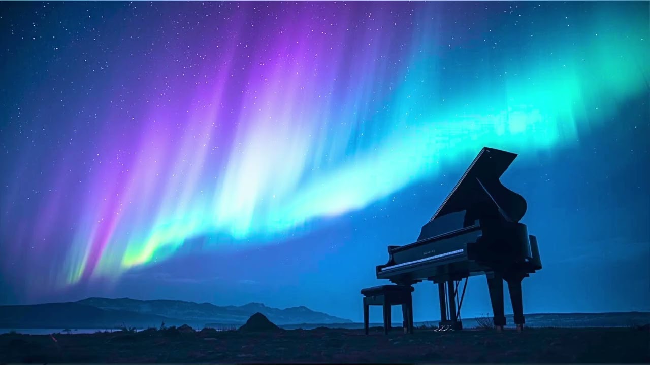 Aurora Night Piano Music 🌌 Starry Sky for Sleep, Relaxation & Meditation