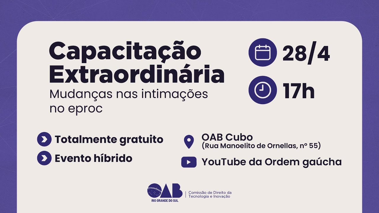 Capacitação extraordinária: Mudanças nas intimações no eproc
