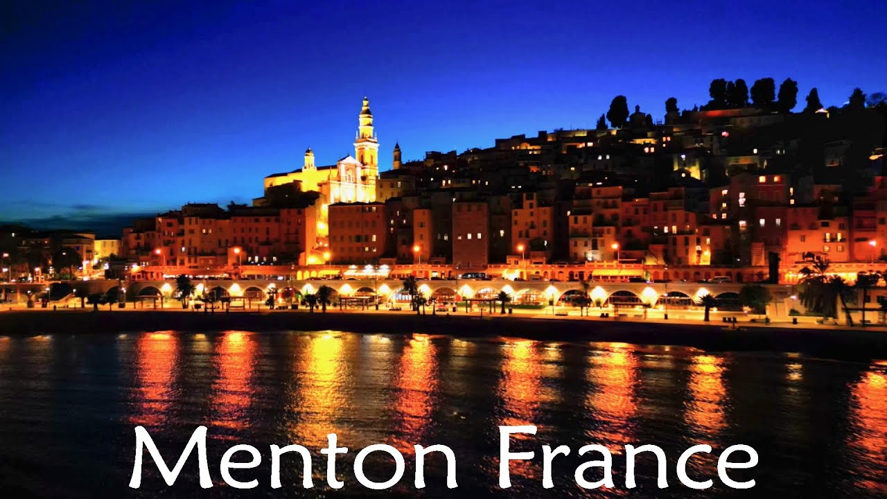 Epic Sunset in Menton on French Riviera- Fly Nature Relaxing Music Beautiful Mediterranean Sea