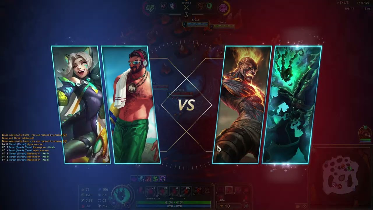 LoL Arena Thresh with too much tankiness+Brand 1st place