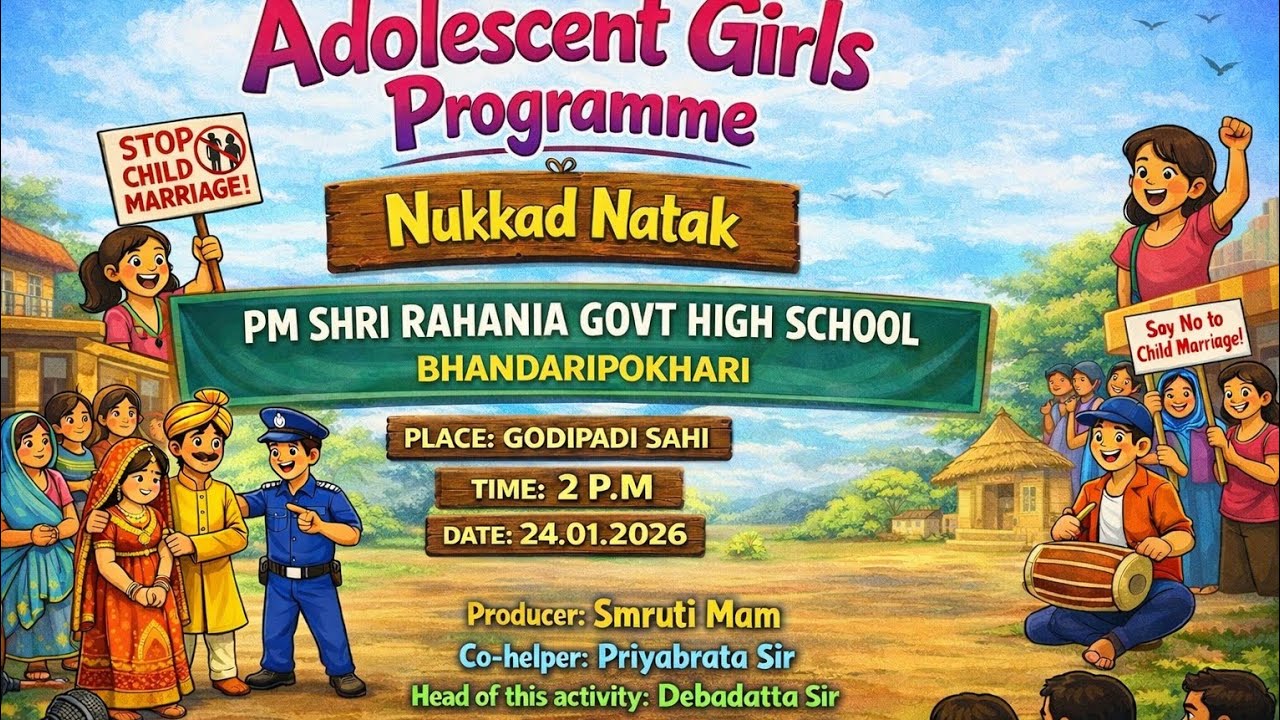 Nukkad Natak at Rahania Village,National Girl Child Day,PM SHRI Rahania Stop Child marriage Drama