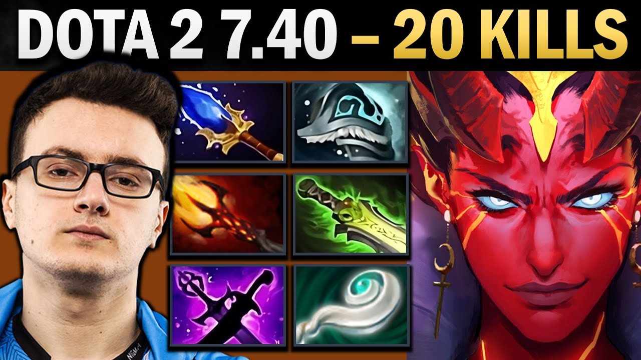 Queen of Pain Pro Mid with Dagon and 20 Kills - Gameplay Dota