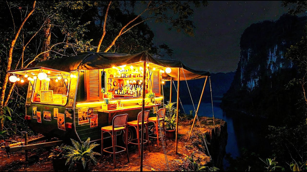 Hidden Jungle Bar at Night 🌿 Lo-Fi beats & rain ambience | For relaxation and focus